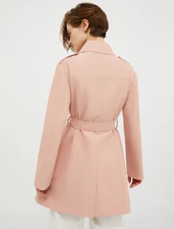Double-breasted cropped trench coat