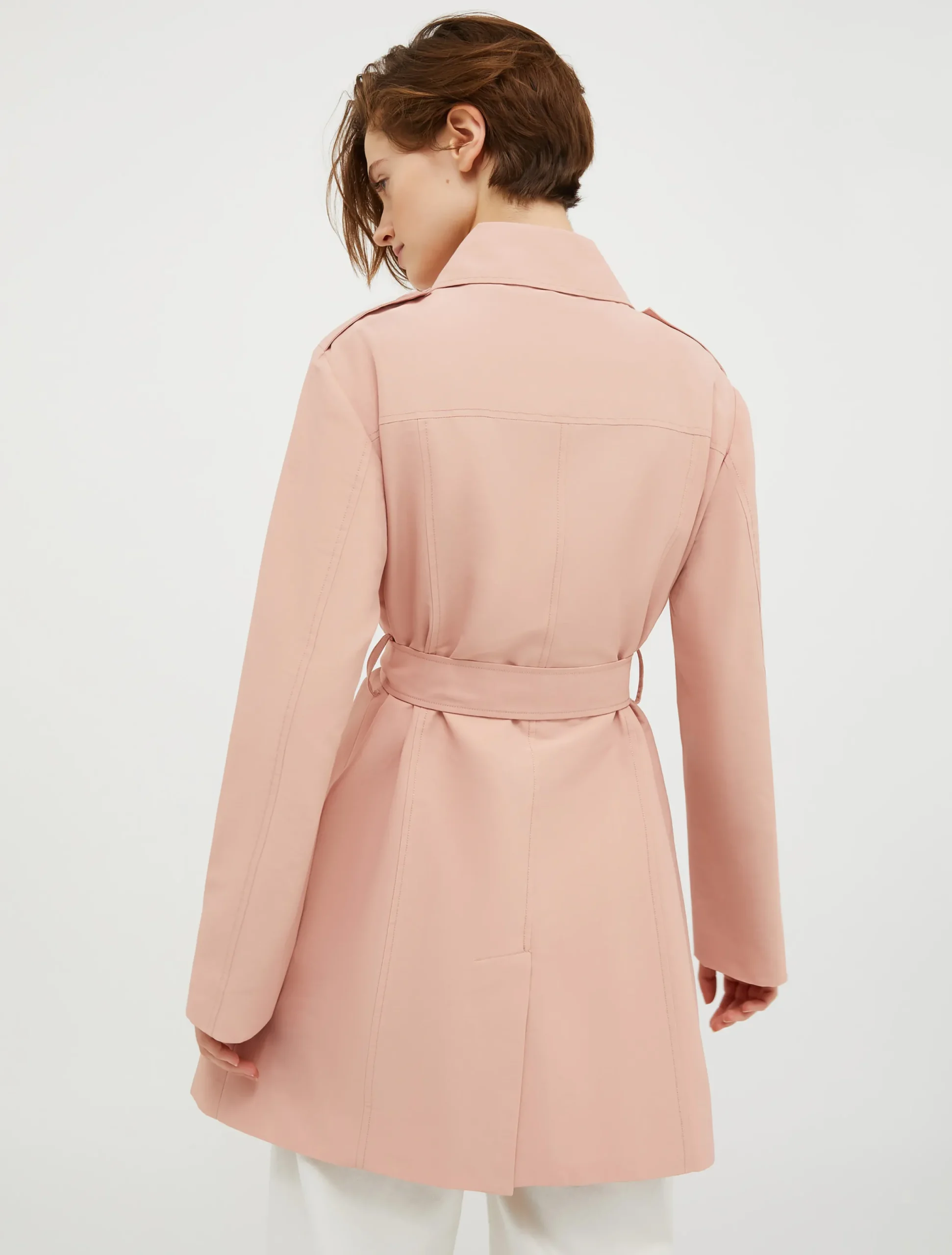 Double-breasted cropped trench coat