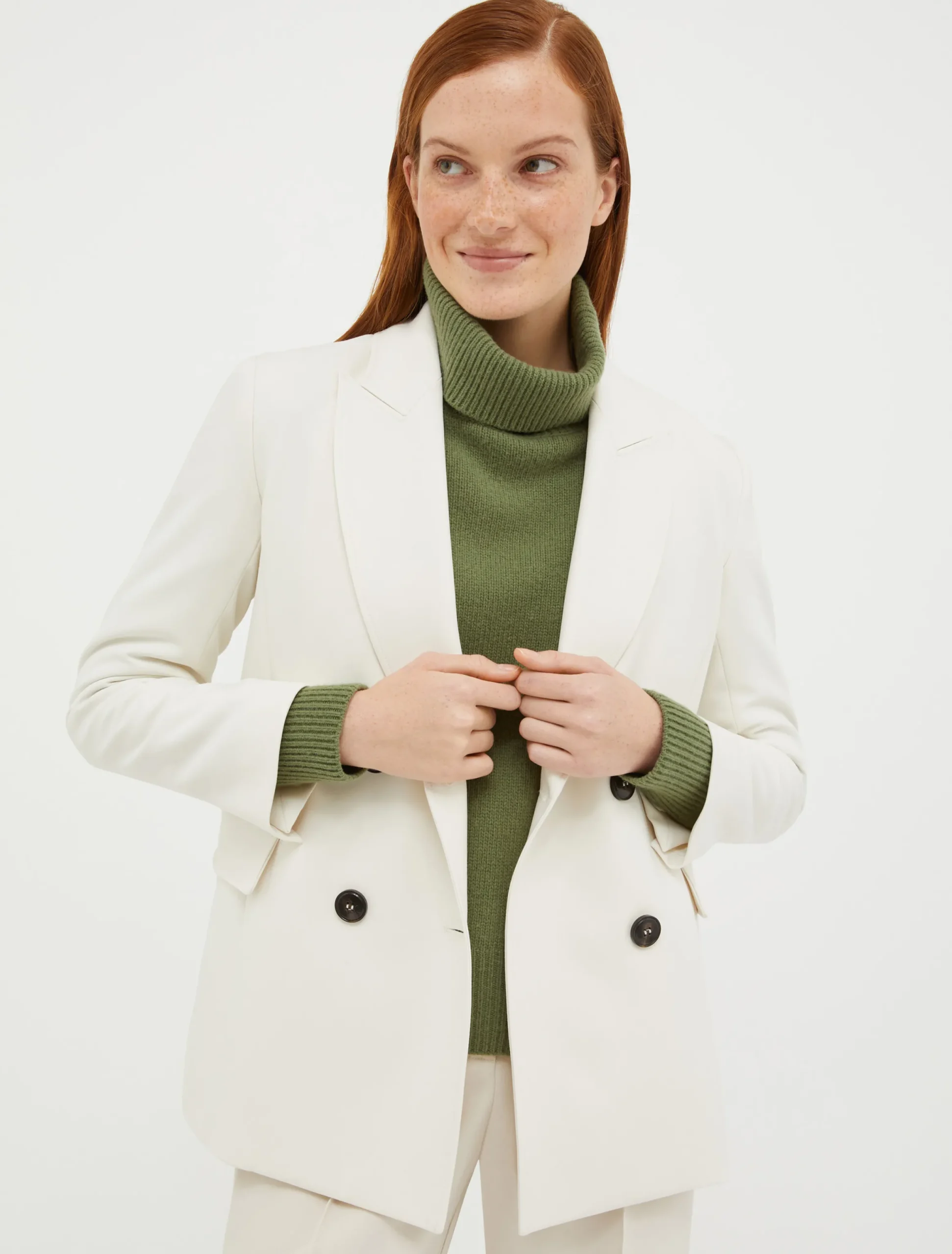 Double-breasted double cloth blazer