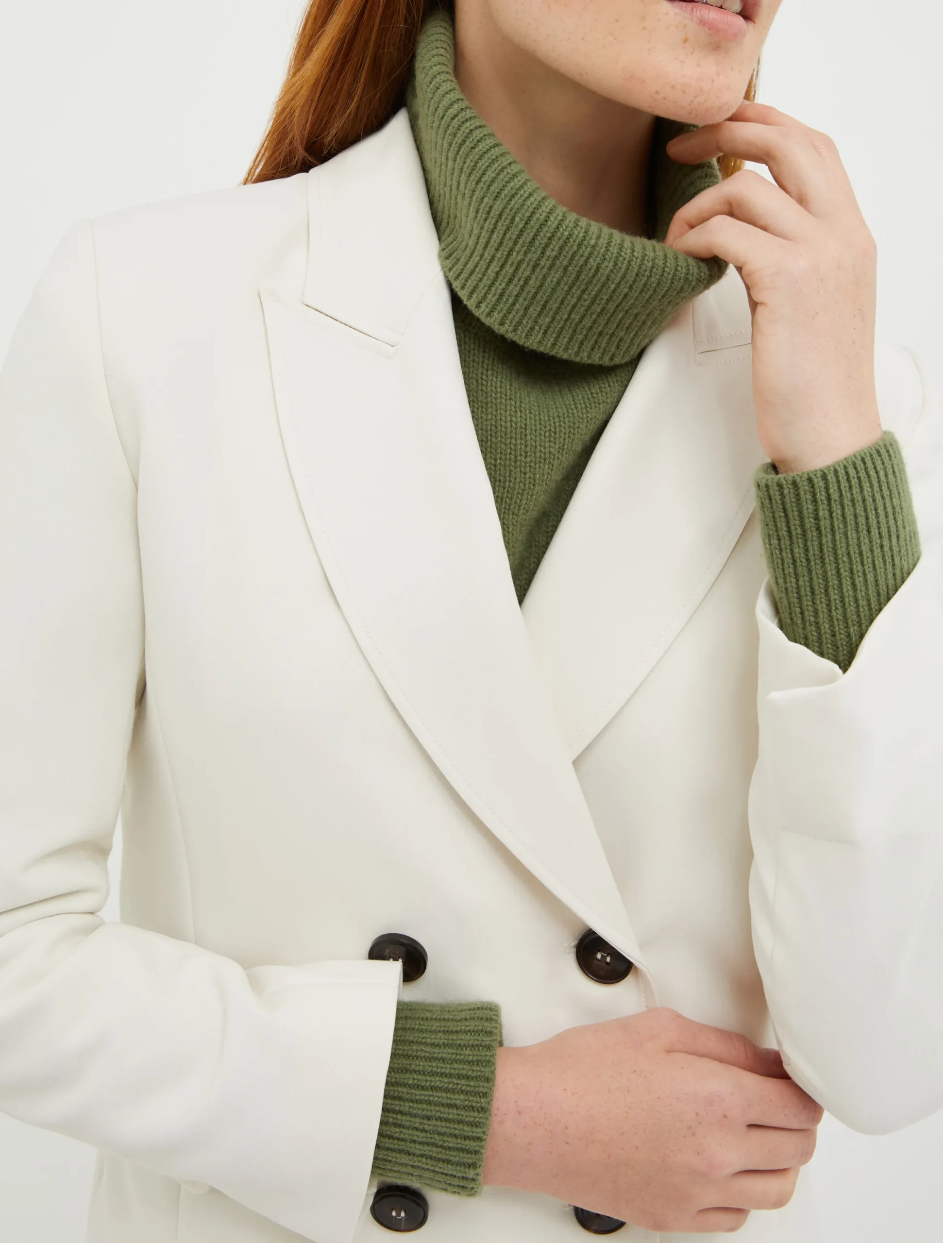 Double-breasted double cloth blazer
