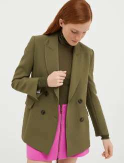 Double-breasted double cloth blazer