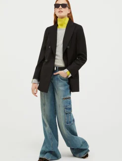 Double-breasted flannel blazer