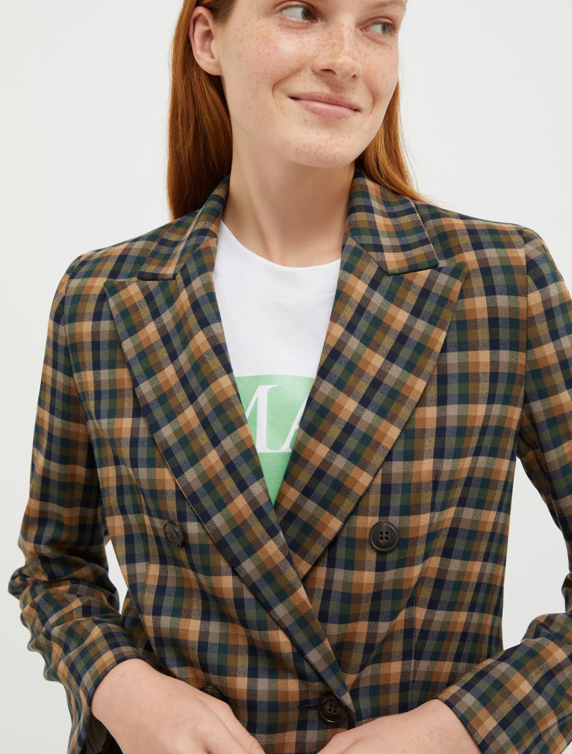 Double-breasted flannel blazer