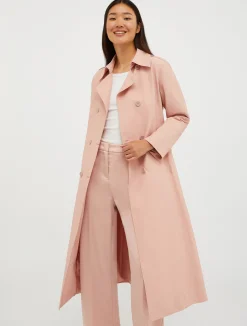 Double-breasted midi trench coat