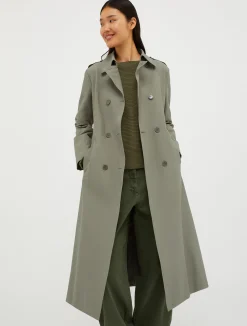 Double-breasted midi trench coat