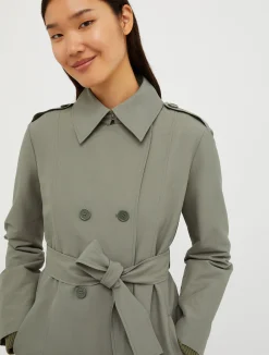 Double-breasted midi trench coat
