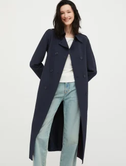 Double-breasted midi trench coat