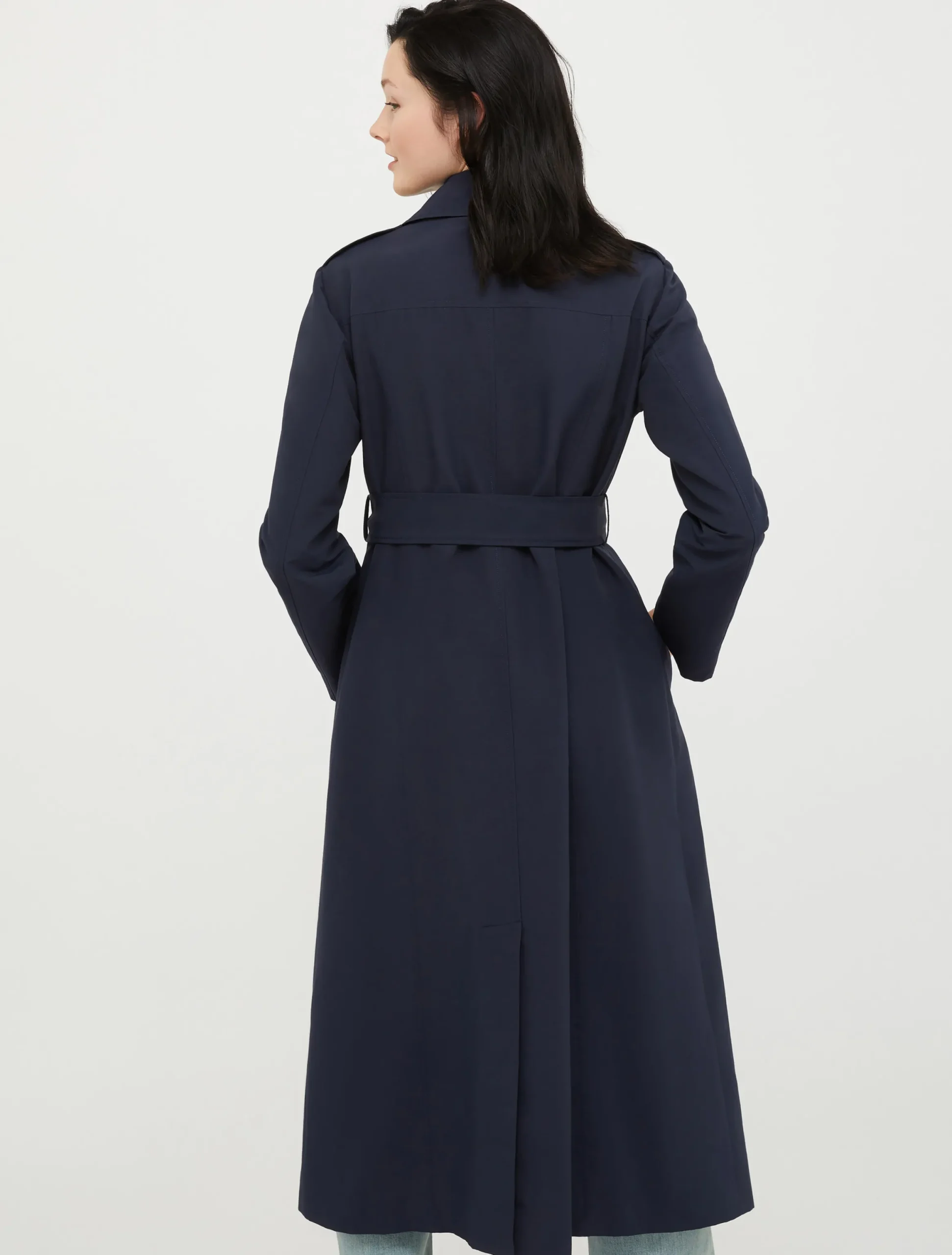 Double-breasted midi trench coat