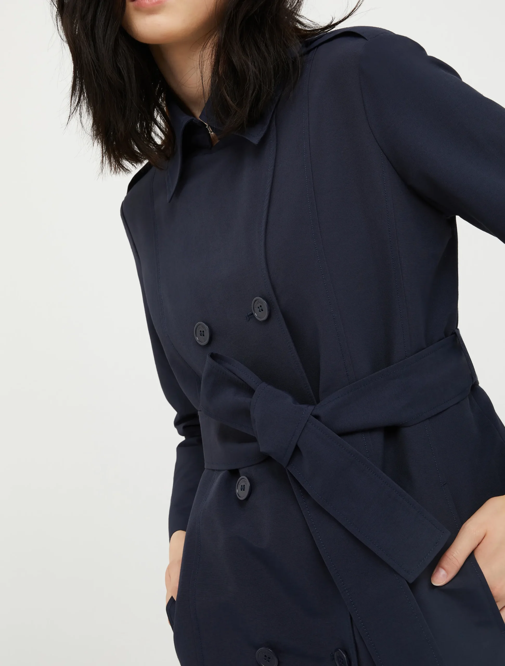 Double-breasted midi trench coat