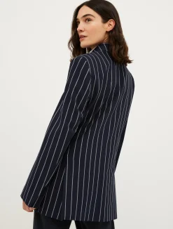 Double-breasted pinstriped blazer