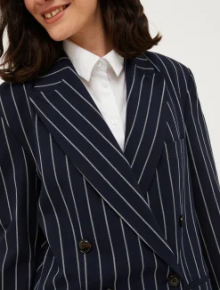 Double-breasted pinstriped blazer