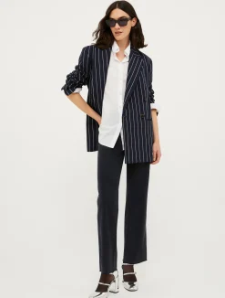 Double-breasted pinstriped blazer