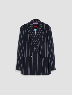 Double-breasted pinstriped blazer