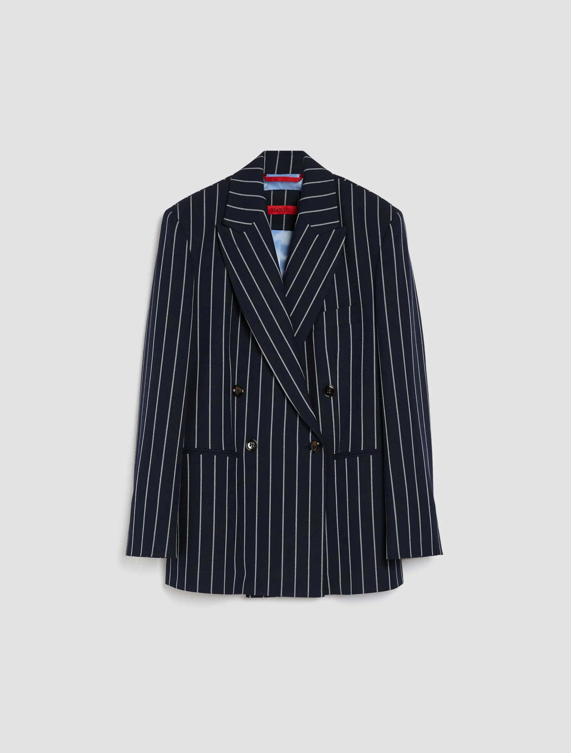 Double-breasted pinstriped blazer