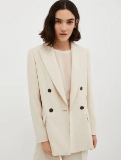 Double-breasted satin blazer