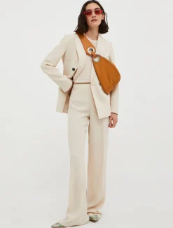 Double-breasted satin blazer