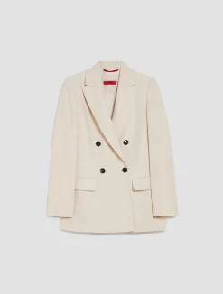 Double-breasted satin blazer