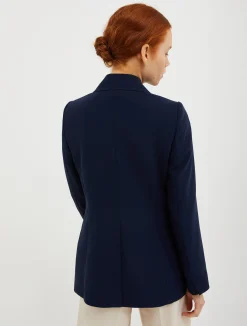 Double-breasted satin blazer