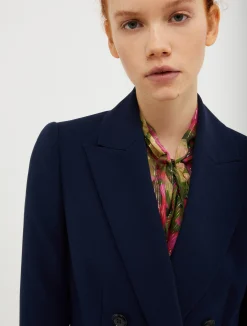 Double-breasted satin blazer