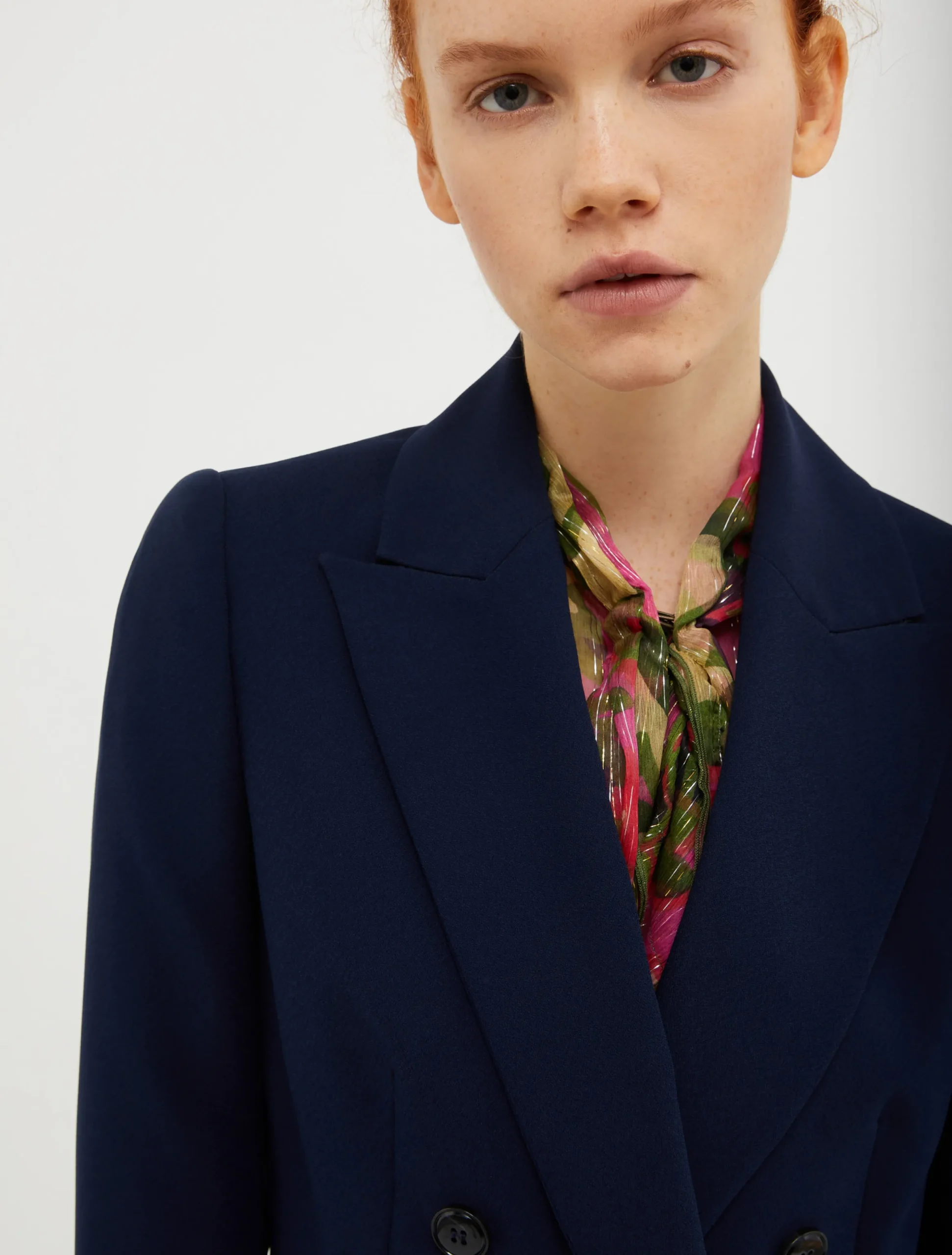 Double-breasted satin blazer