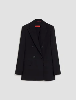 Double-breasted satin blazer
