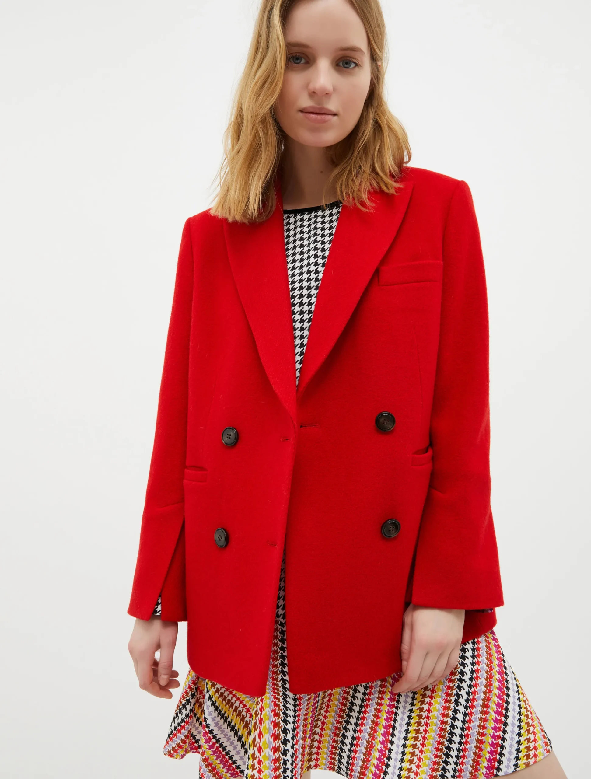 Double-breasted wool-blend blazer