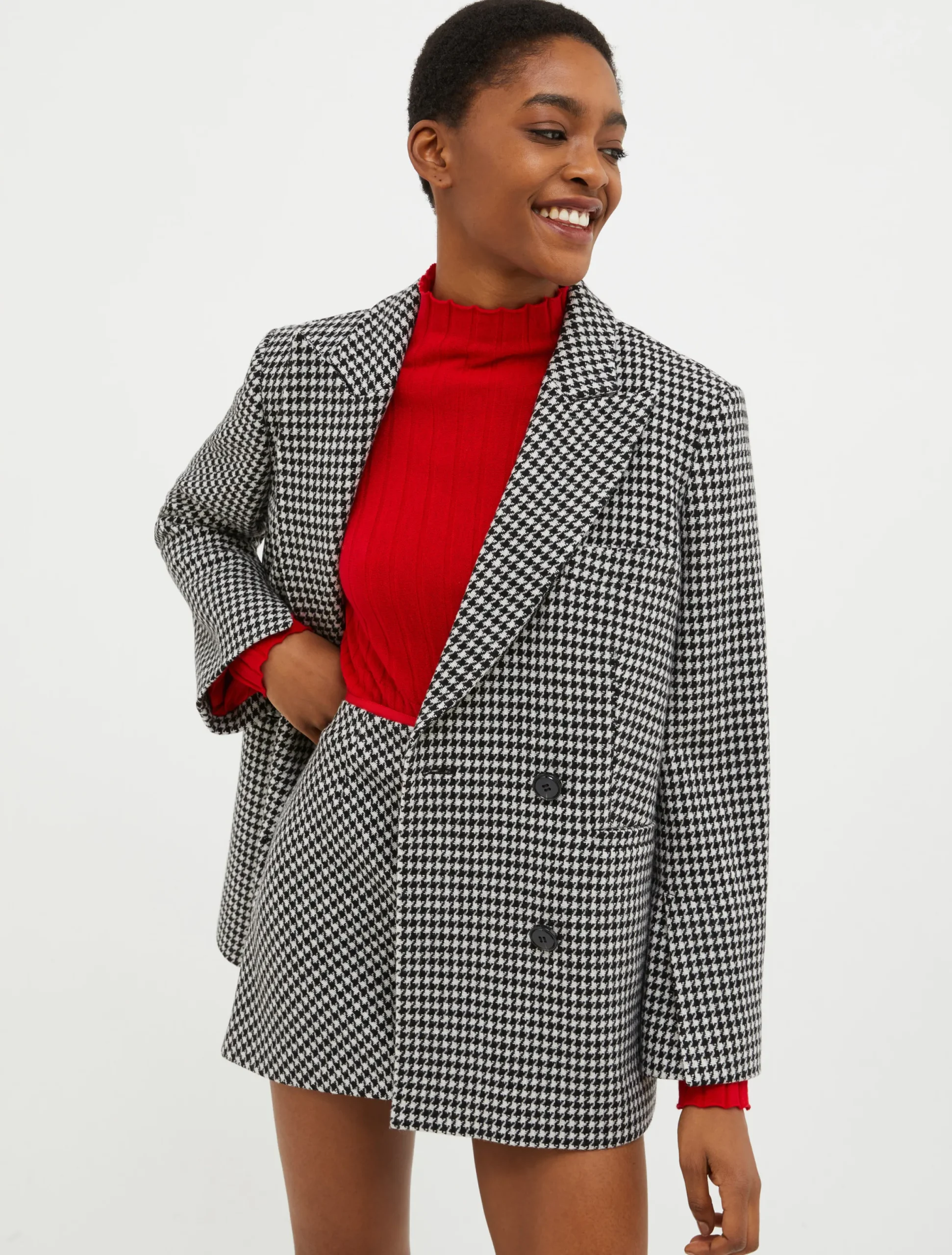 Double-breasted wool-blend blazer