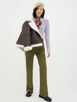 Double-cloth bootcut trousers