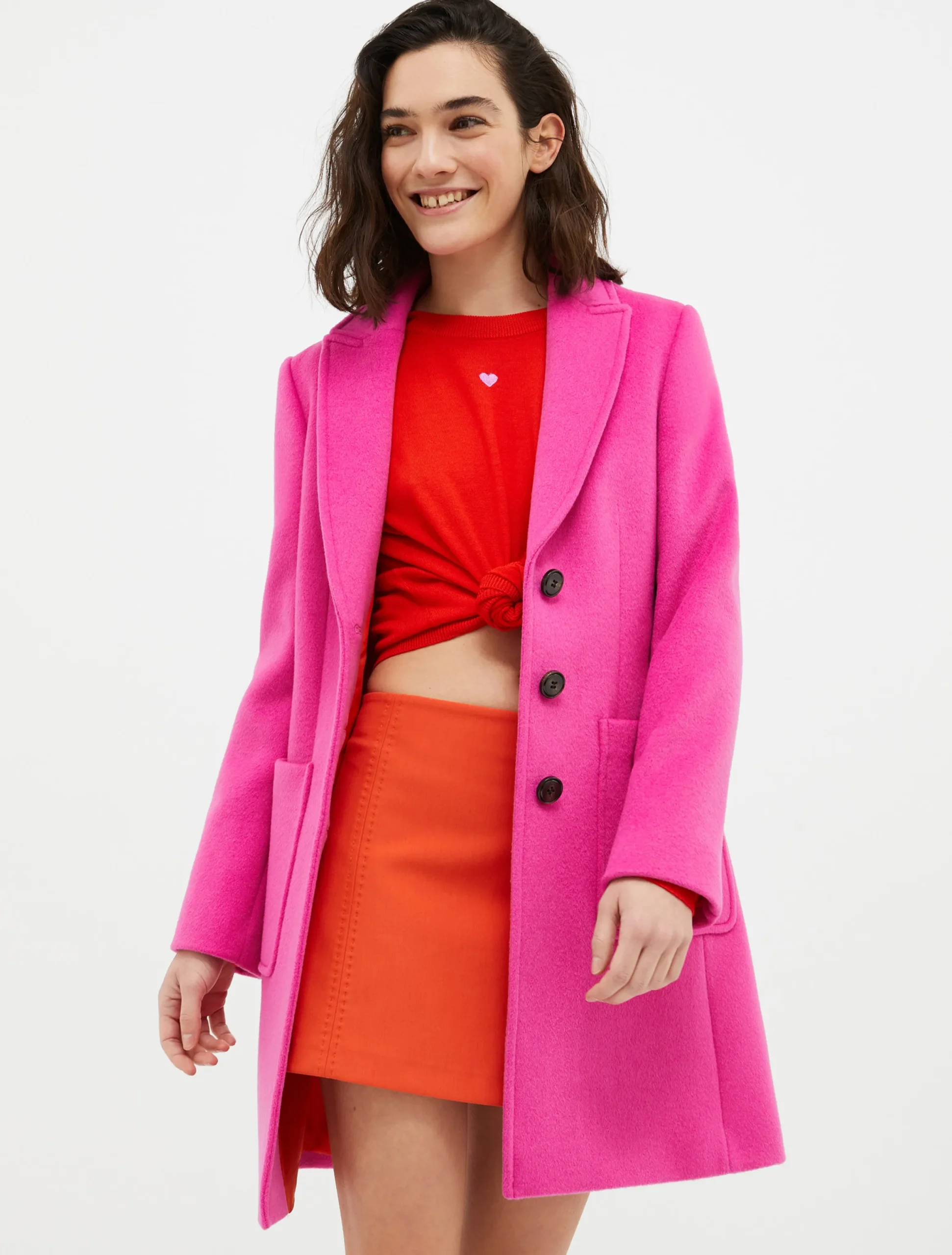 Double-faced wool-blend coat