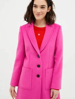 Double-faced wool-blend coat