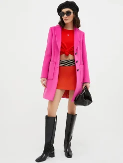 Double-faced wool-blend coat