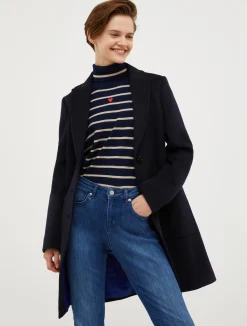 Double-faced wool-blend coat