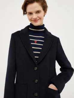 Double-faced wool-blend coat