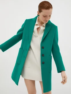 Double-faced wool-blend coat