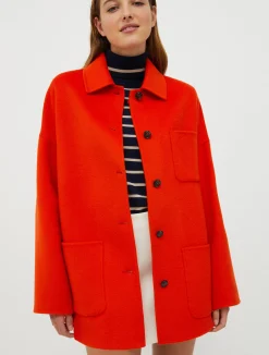 Double-faced wool-blend coat
