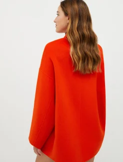 Double-faced wool-blend coat