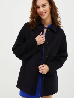 Double-faced wool-blend coat