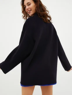Double-faced wool-blend coat