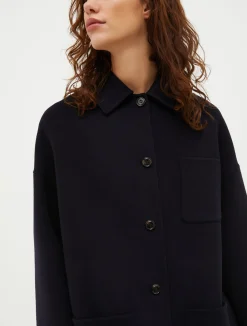 Double-faced wool-blend coat