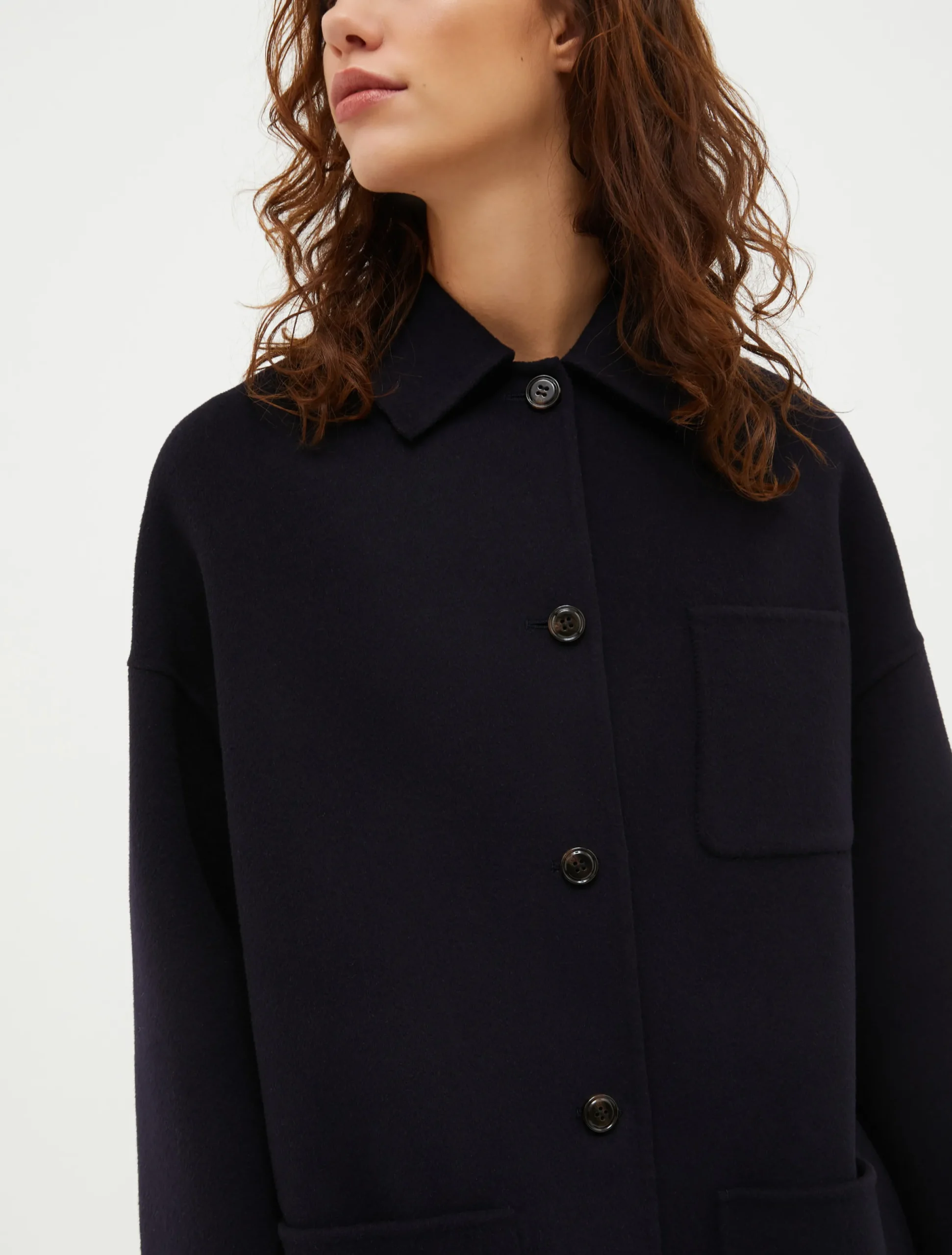 Double-faced wool-blend coat