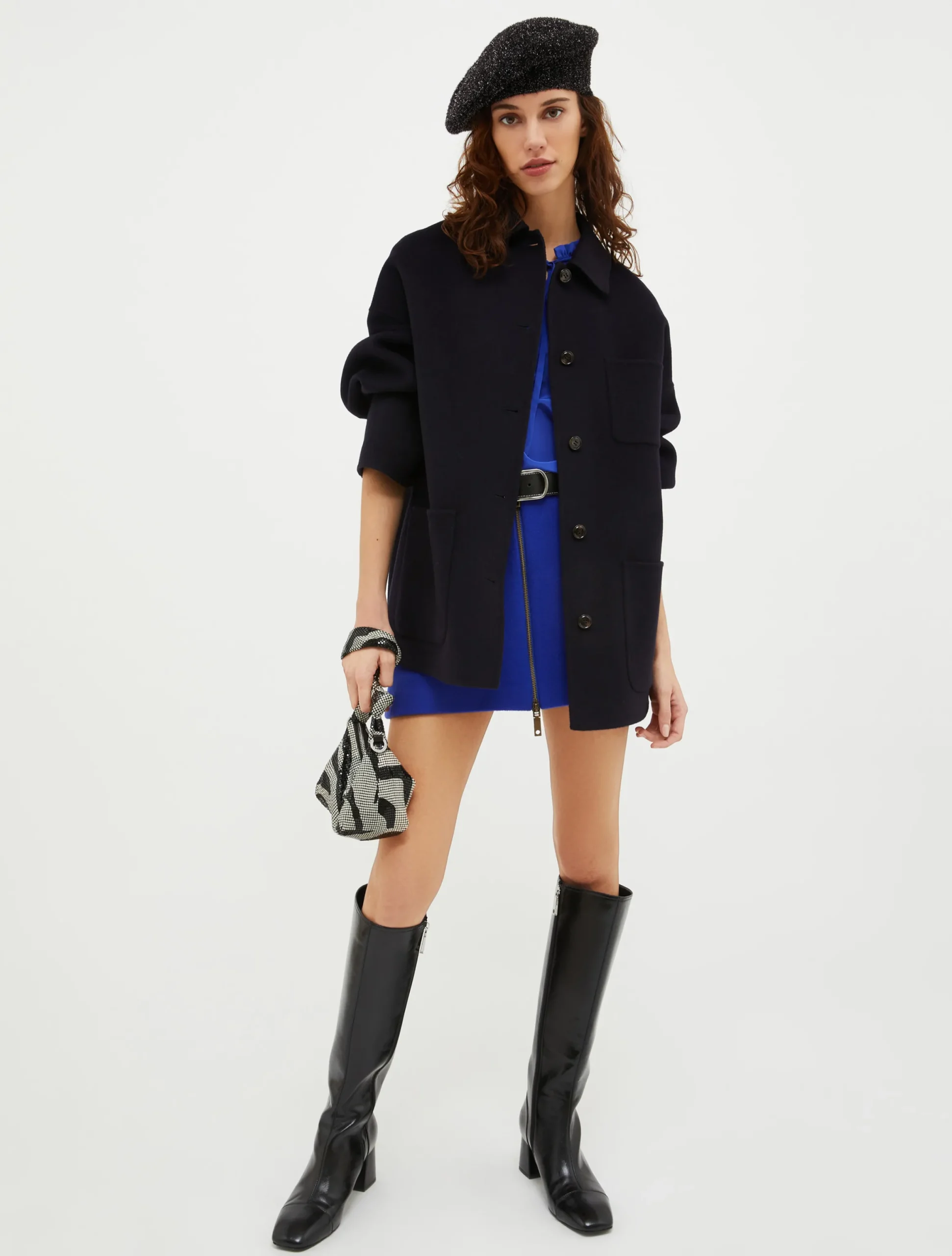 Double-faced wool-blend coat