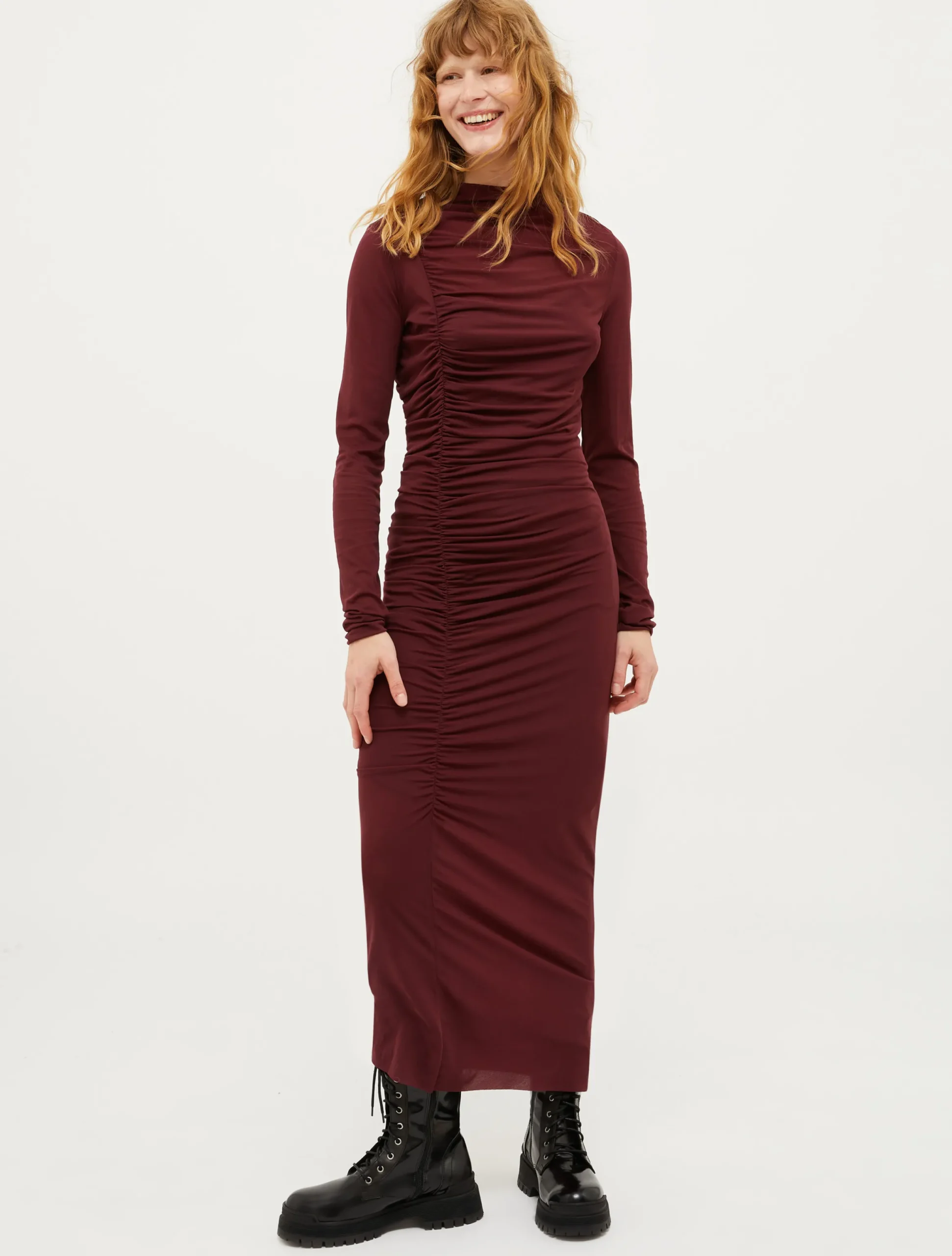 Draped jersey midi dress