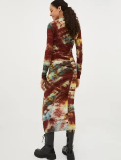 Draped jersey midi dress