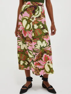 Envers-satin midi skirt
