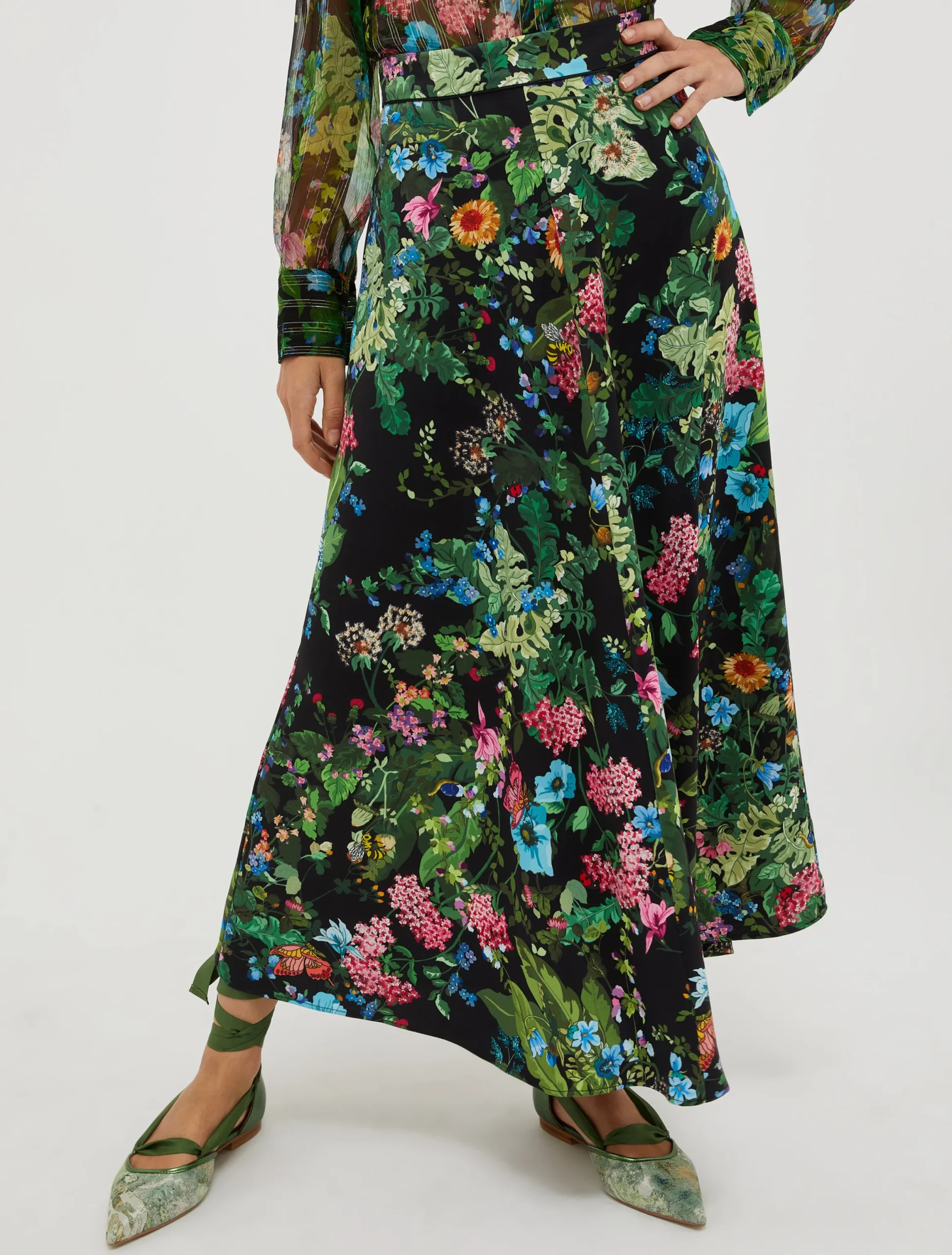 Envers-satin midi skirt
