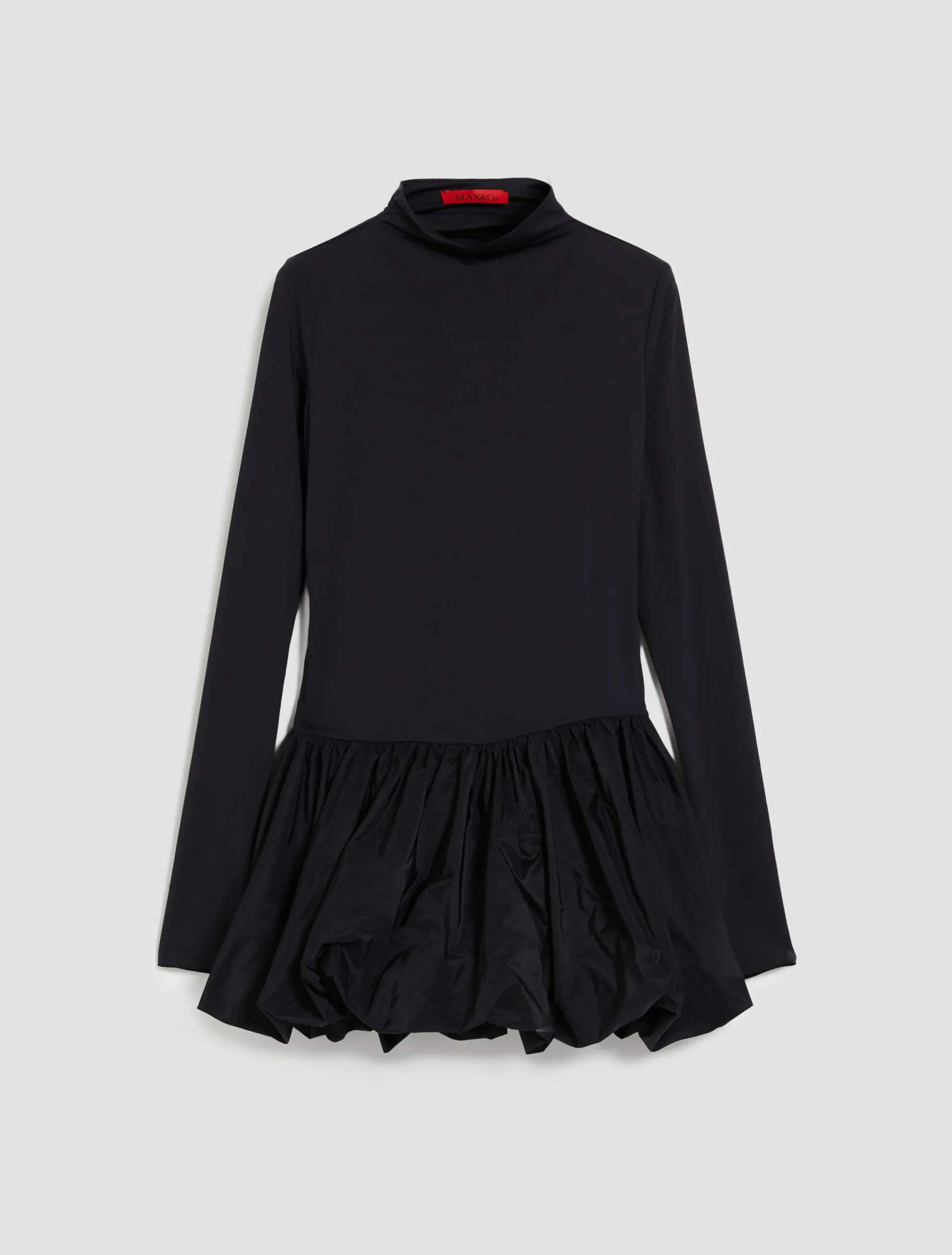 Flared jersey and taffeta mini dress