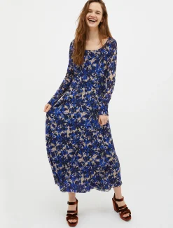 Flared tulle-jersey dress
