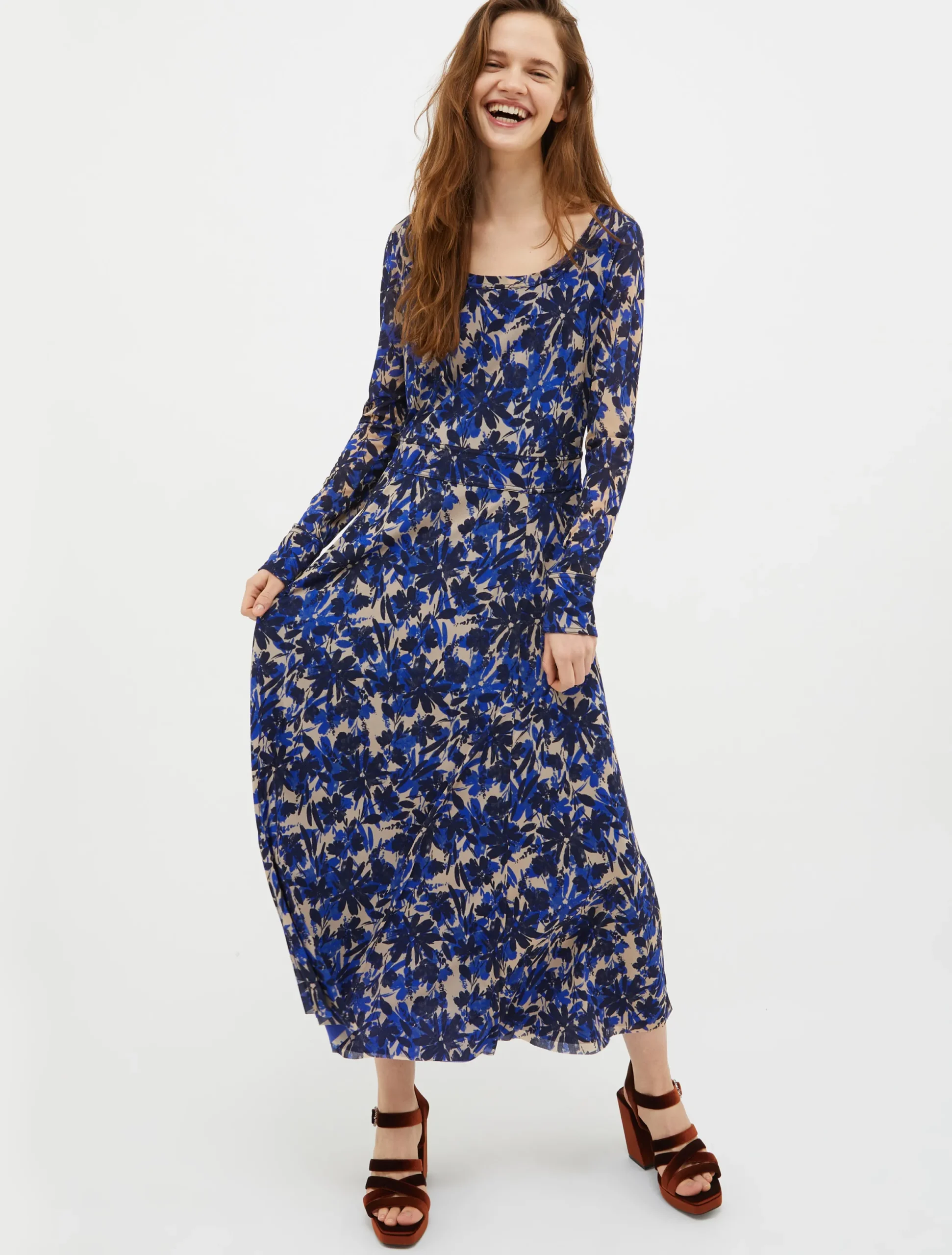 Flared tulle-jersey dress