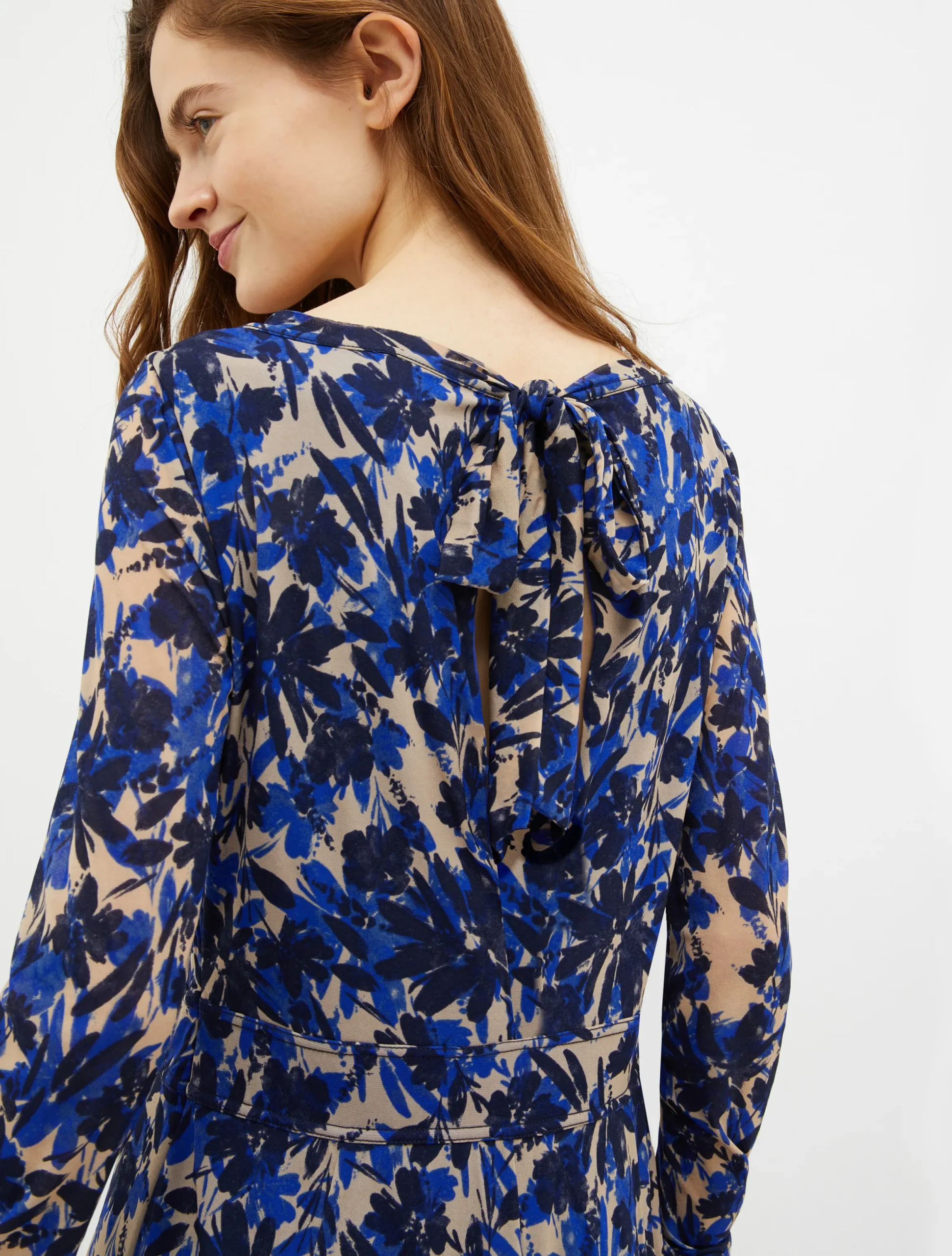 Flared tulle-jersey dress
