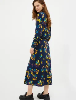 Floral wool-jersey midi dress